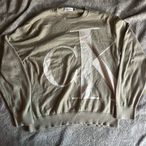 Calvin Klein Men's Crewneck Sweater in Olive